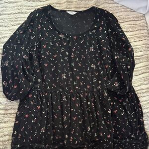 Floral Black Women's Dress